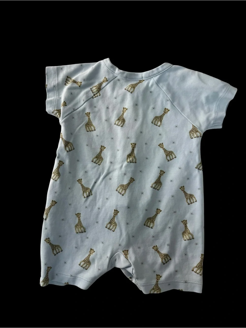 Light Blue Baby Sophie Giraffe Snap Romper